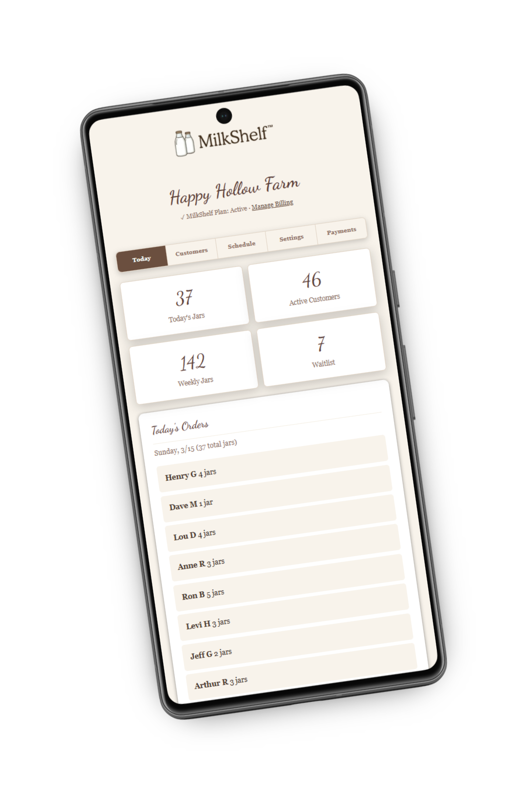 MilkShelf Dashboard