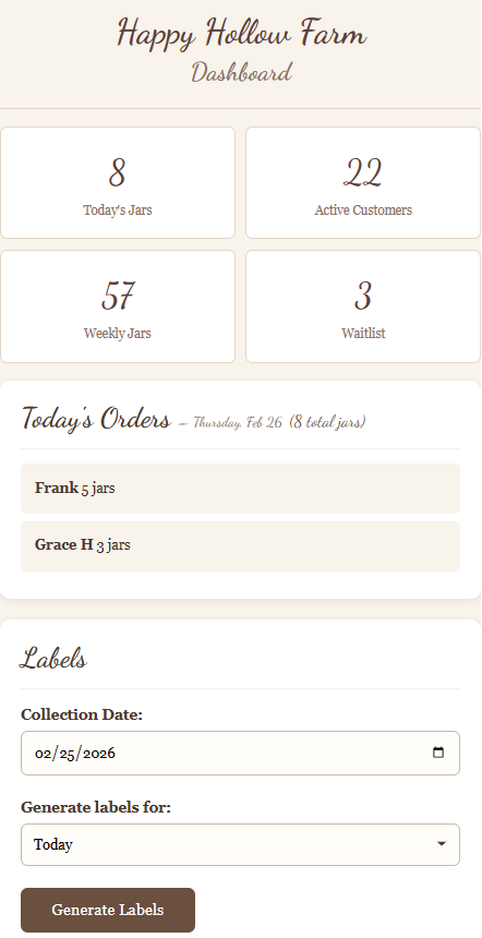 MilkShelf Dashboard