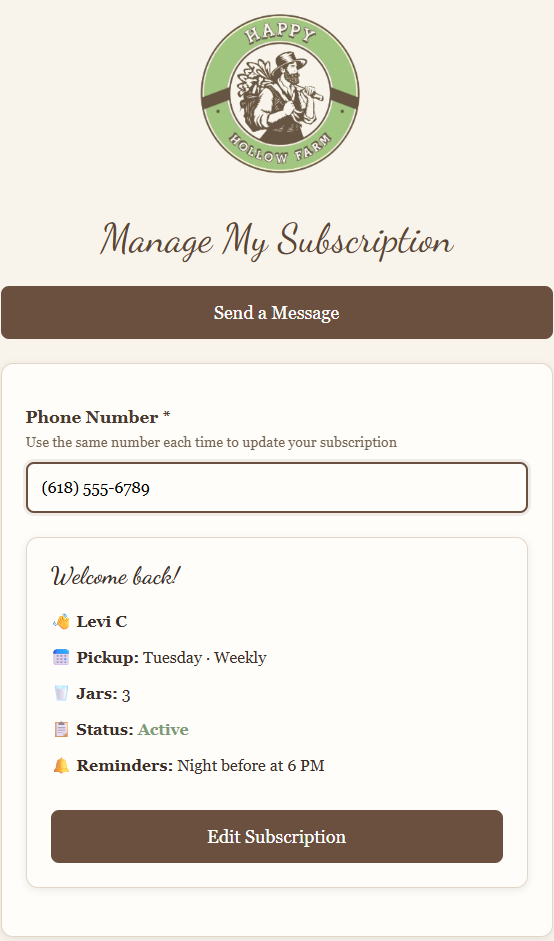 MilkShelf Customer Portal